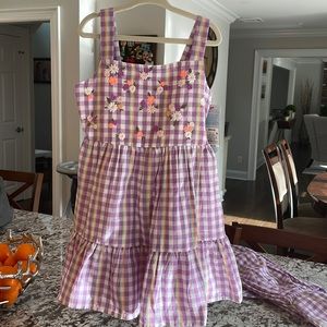 Girls 5T embroidered gingham dress